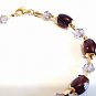 Brown Bracelet, Brown and Gold Bead Jewelry, Handmade Beaded Crystal Bracelet