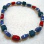 Handmade Bead Bracelet, Colorful Stretch Bracelet, Red Blue Black Bead Jewelry