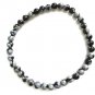 Mens Black Obsidian Stone Bead Stretch Bracelet, Black and Gray Natural Gemstone Gift For Men