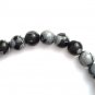 Mens Black Obsidian Stone Bead Stretch Bracelet, Black and Gray Natural Gemstone Gift For Men