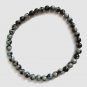 Mens Black Obsidian Stone Bead Stretch Bracelet, Black and Gray Natural Gemstone Gift For Men