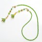 Green Seed Bead Bookmark, Pastel Green Flower Dangles, Bead Thong Bookmark, Gift for Teacher