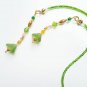 Green Seed Bead Bookmark, Pastel Green Flower Dangles, Bead Thong Bookmark, Gift for Teacher