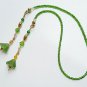 Green Seed Bead Bookmark, Pastel Green Flower Dangles, Bead Thong Bookmark, Gift for Teacher
