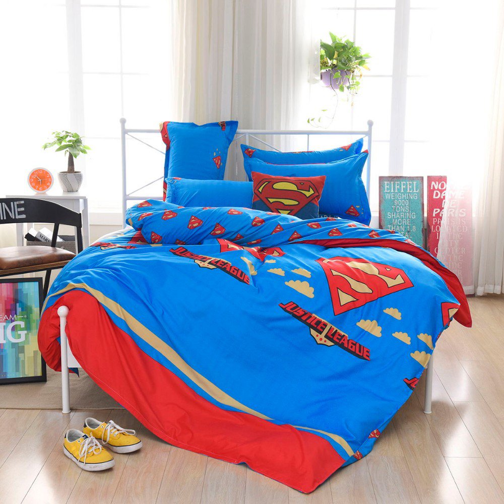 #21 KING Size 4PCS Superman Justice League Bedding Set ...