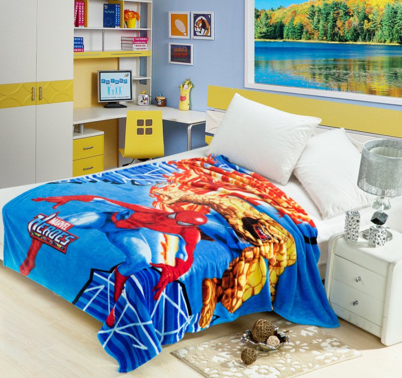 150*200cm Marvel Heroes fleece blankets Warm Sheet Flat Bedsheet For Kids