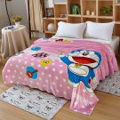 150*200cm Doraemon Cartoon fleece blankets Warm Sheet Flat Bedsheet For Kids