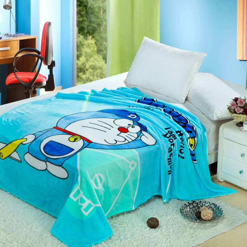Doraemon Cartoon #05 fleece blankets 150*200cm Warm Sheet Flat Bedsheet For Kids