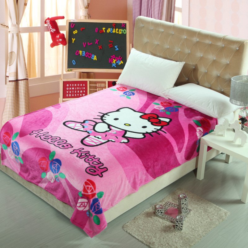 Hello Kitty #05 fleece blankets 150*200cm Warm Sheet Flat Bedsheet For Kids