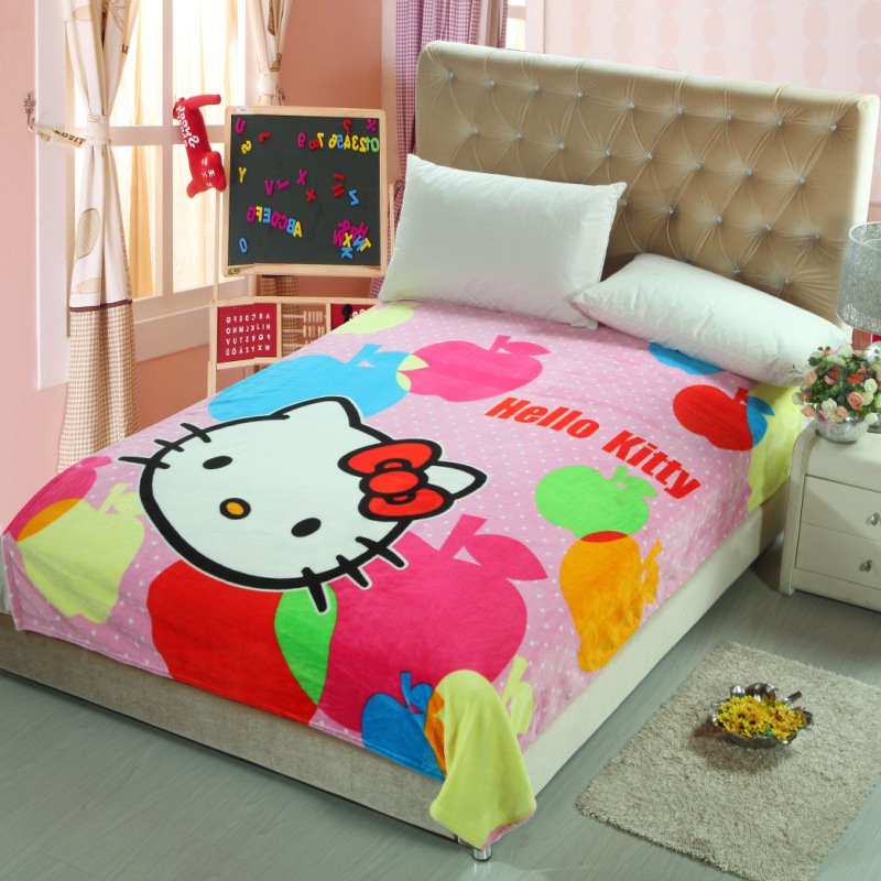 Hello Kitty 06 fleece blankets 150*200cm Warm Sheet Flat Bedsheet For Kids
