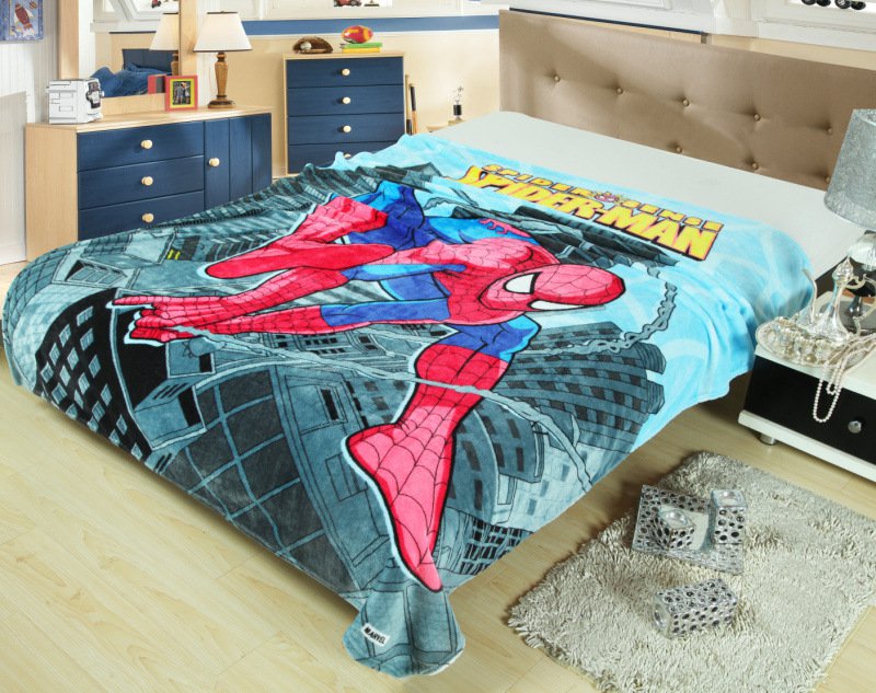 150*200cm Spiderman fleece blankets Warm Sheet Flat Bedsheet For Kids