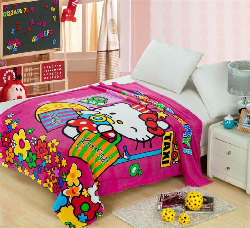 150*200cm Hello Kitty 13 fleece blankets Warm Sheet Flat Bedsheet For Kids