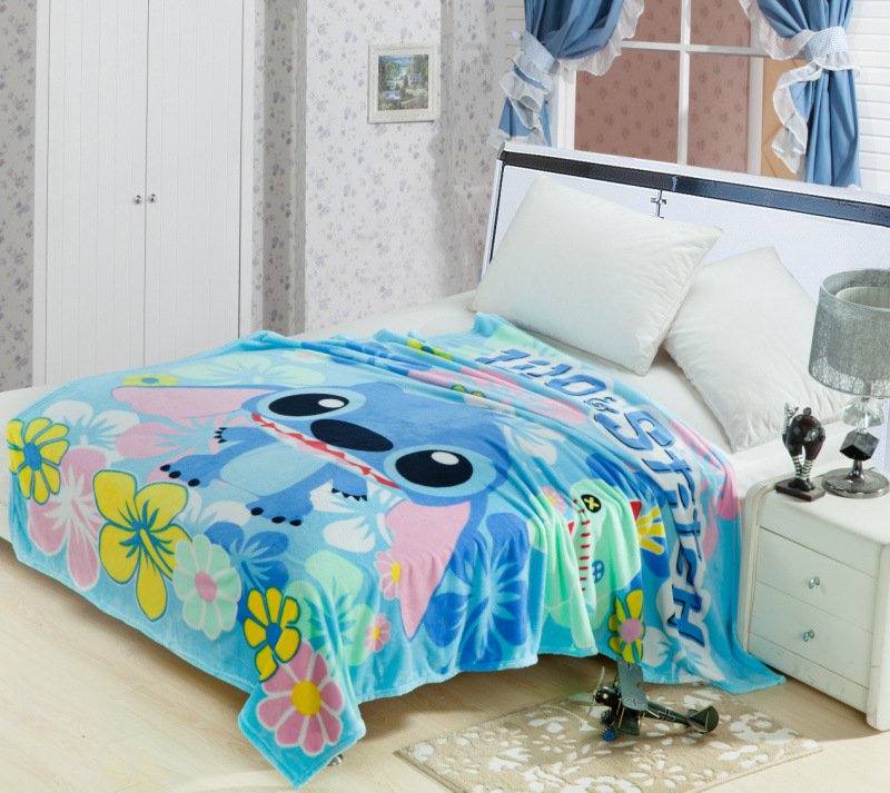 Lilo & Stitch fleece blankets 150*200cm Warm Sheet Flat Bedsheet For Kids
