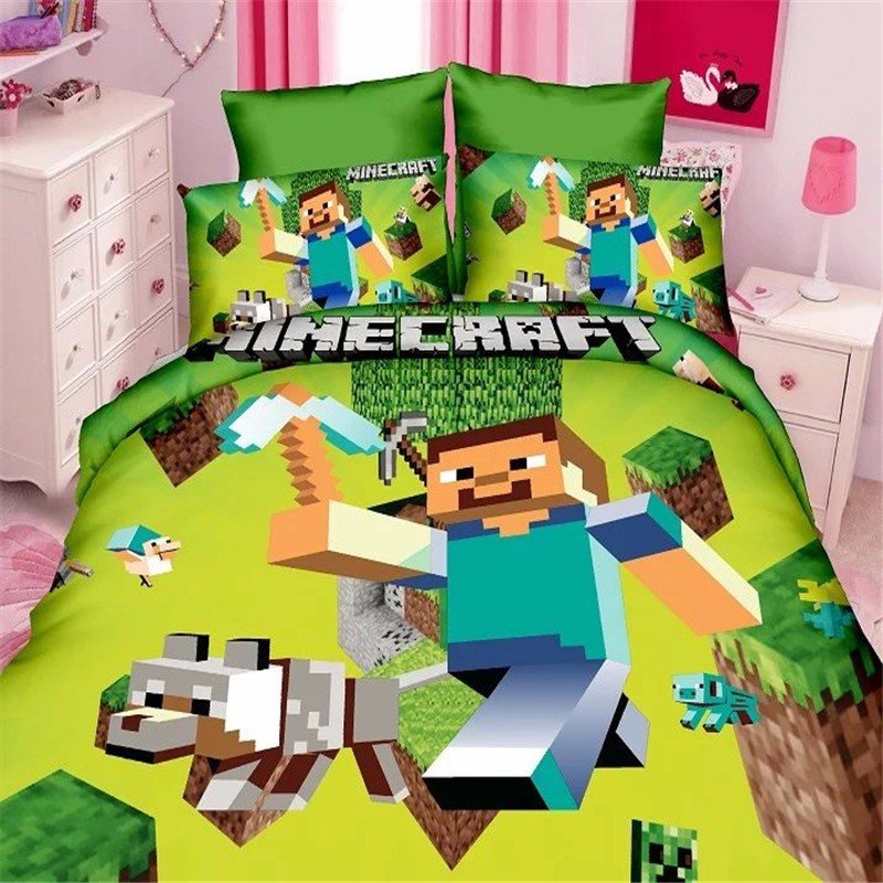 Single Size Minecraft Cartoon bedding set duvet cover bed ...