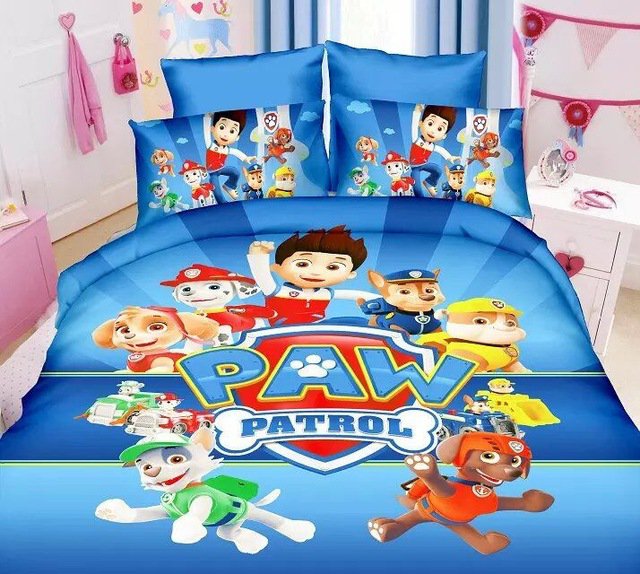 Twin Size 3pcs Paw Patrol Cartoon bedding set duvet cover bed sheet pillow cases