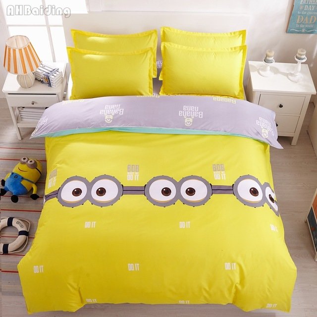 Full Size 4pcs Minion 01 bedding set duvet cover flat sheet pillow cases