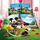 Twin Size 3pcs Mickey Minnie Mouse Donald Duck #14 bedding set duvet cover flat sheet pillow cases