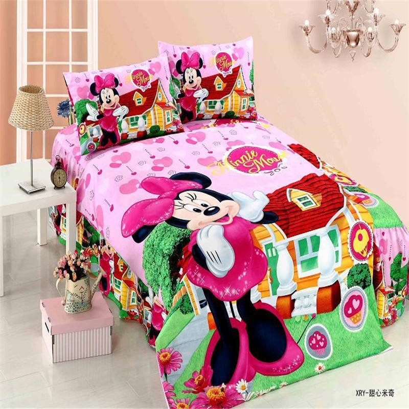 Twin Size 4pcs Mickey Minnie Mouse Donald Duck 11 bedding set duvet cover flat sheet pillow cases