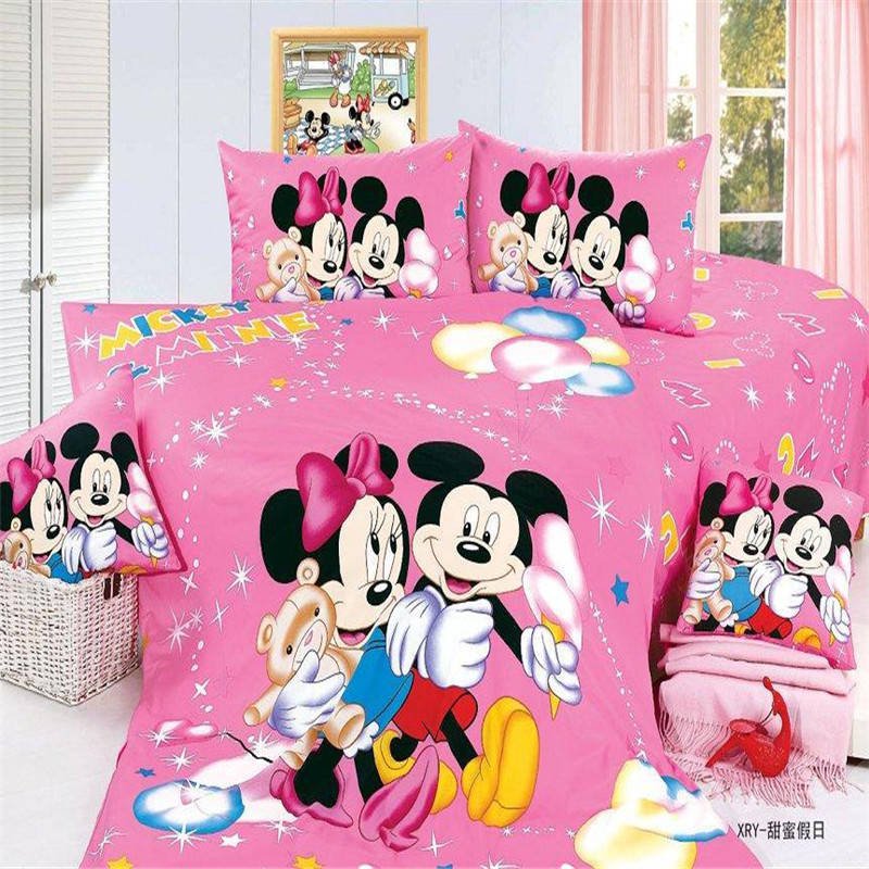 twin Size 4pcs Mickey Minnie Mouse Donald Duck #16 bedding set duvet cover Flat sheet pillow cases