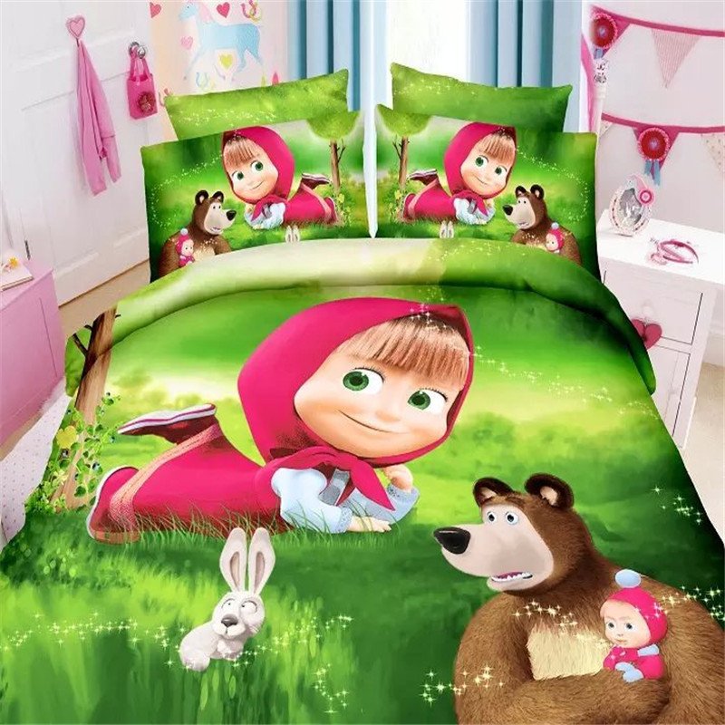 Single Size 2pcs Masha and the Bear #01 bedding set duvet cover pillow cases