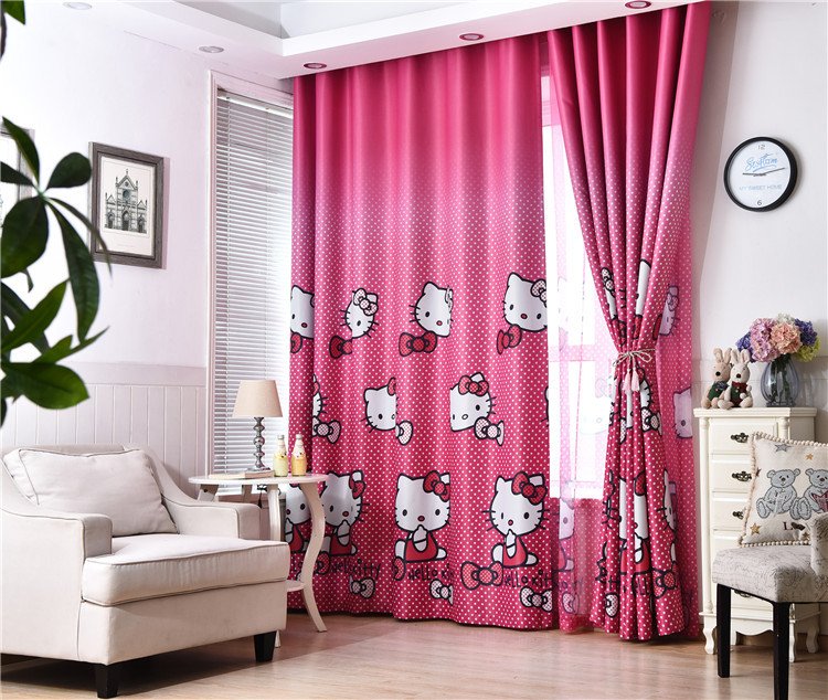 W150*H250 cm Hello Kitty #01 Printed Curtain for Bedroom Living Room Panel Window Treatments