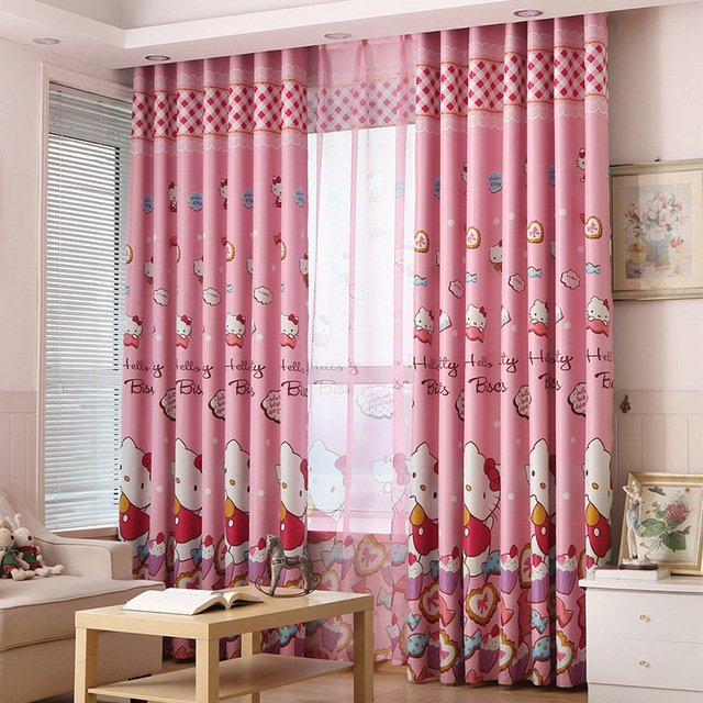 W100 * H200 cm Hello Kitty #02 Printed Curtain for Bedroom Living Room Panel Window Treatments