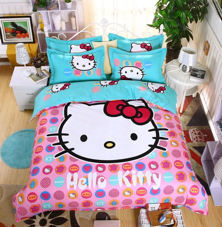 Twin Size 3pcs Hello Kitty New Design #01 bedding set duvet cover pillow cases
