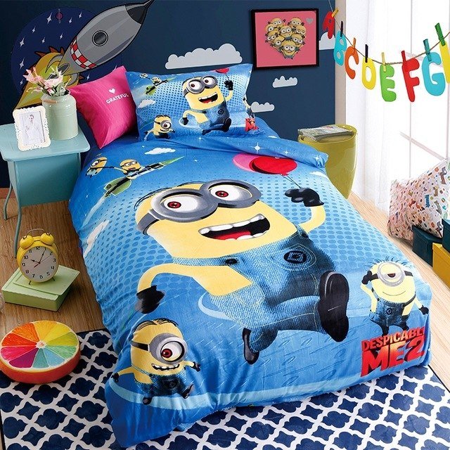 Twin Size 2pcs Minion #07 bedding set duvet cover flat sheet pillow cases