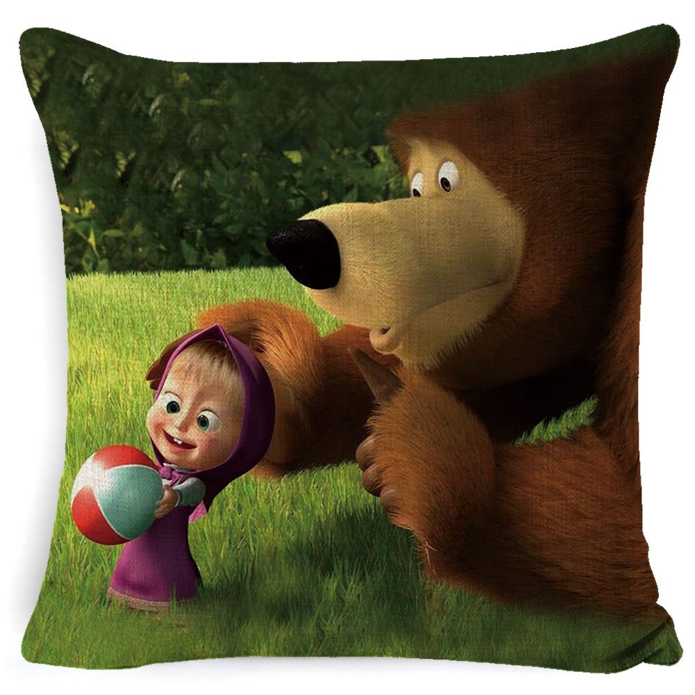 Masha Dolls & Bear #11 Cushion Cover Square Plain  45cm*45cm