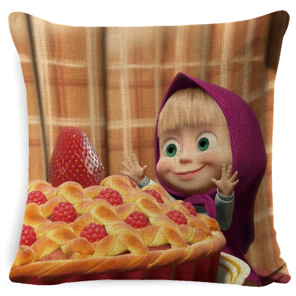 Masha Dolls & Bear #14 Cushion Cover Square Plain  45cm*45cm