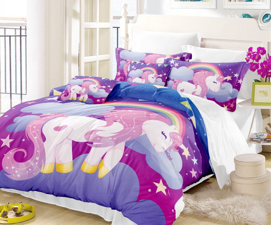 2 pcs Singe Size Unicorn #01 Bedding Set Duvet Cover