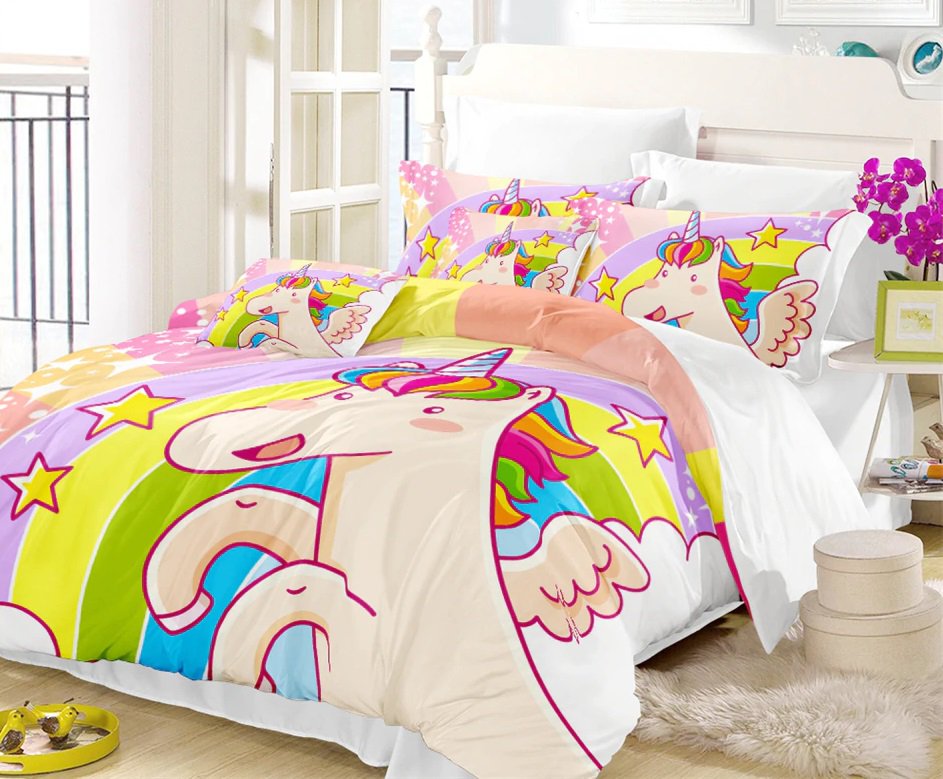2 pcs Singe Size Unicorn #02 Bedding Set Duvet Cover