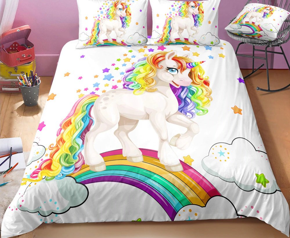 2 pcs Singe Size Unicorn #03 Bedding Set Duvet Cover