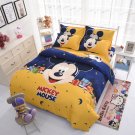 New 4pcs Queen Size Disney Mickey #15 Duvet Cover Bed Sheet Flat Sheet Bedding Set
