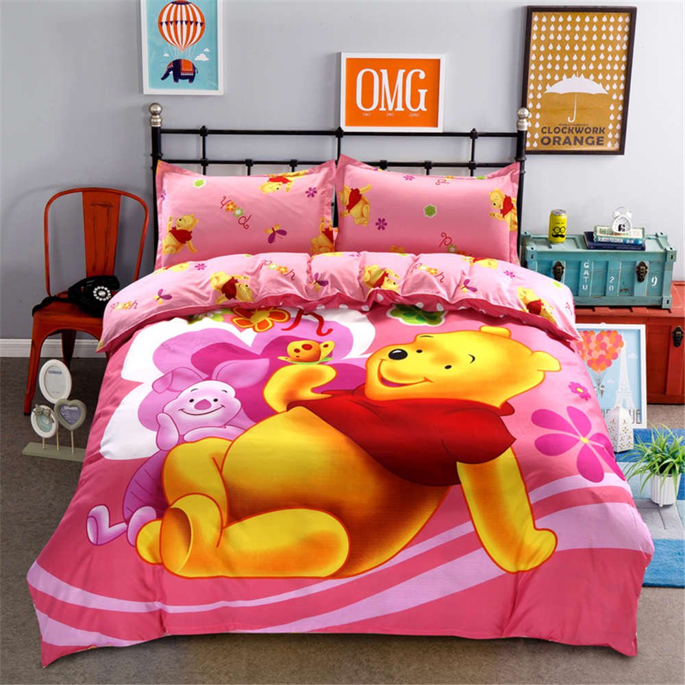Queen Size 4pcs Winnie the Pooh 07 bedding set duvet cover bed sheet pillow cases