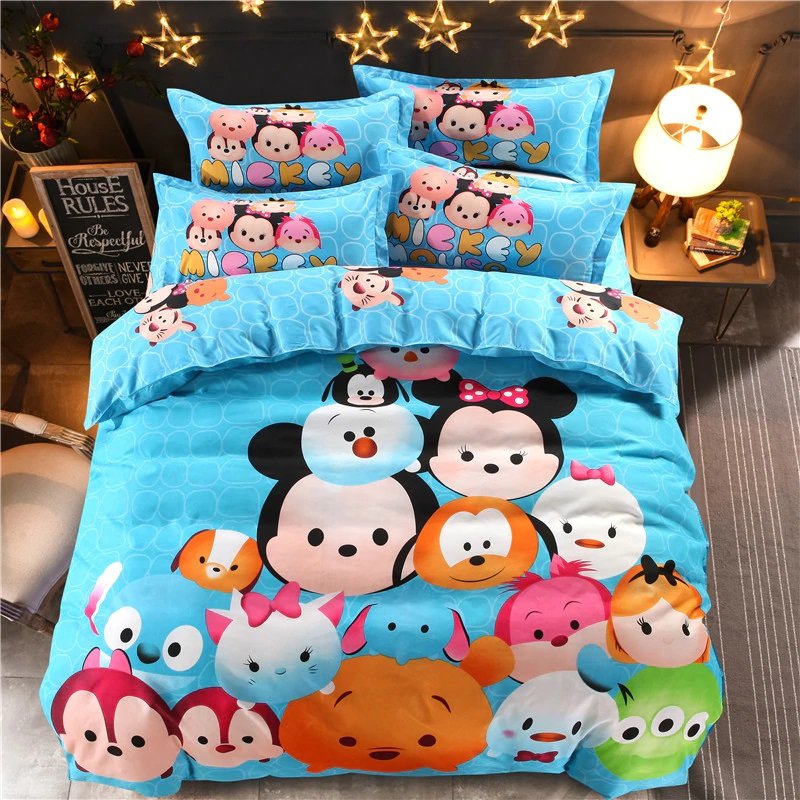 4pcs Full Size Mickey Mouse #01 Bedding Set Duvet Cover Pillowcase Bed Sheet Gift for Christmas
