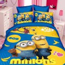 Twin Size 3pcs Minion #11 bedding set duvet cover flat sheet pillow cases for Christmas Gift