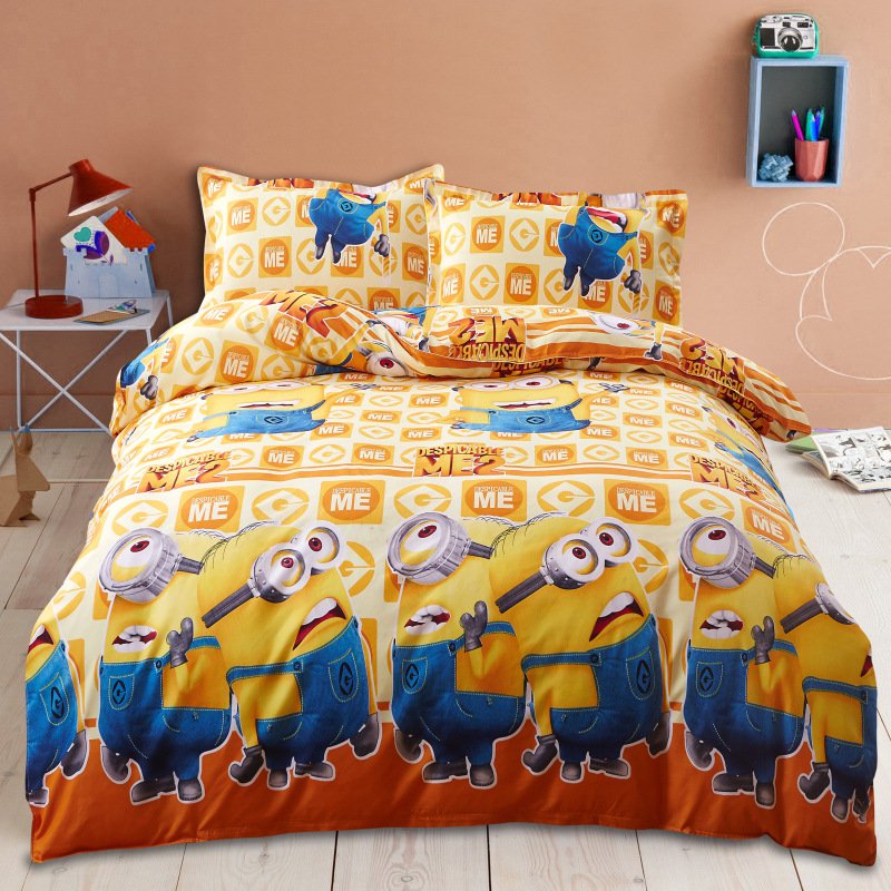 Queen size 4 pcs Minion Despicable Me 10 Kids Bedroom Decor Duvet