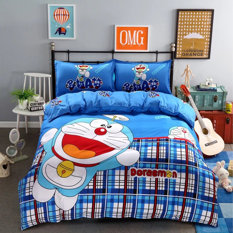 Full Size 4pcs Doraemon New Design #15 bedding set duvet cover flat sheet pillow cases