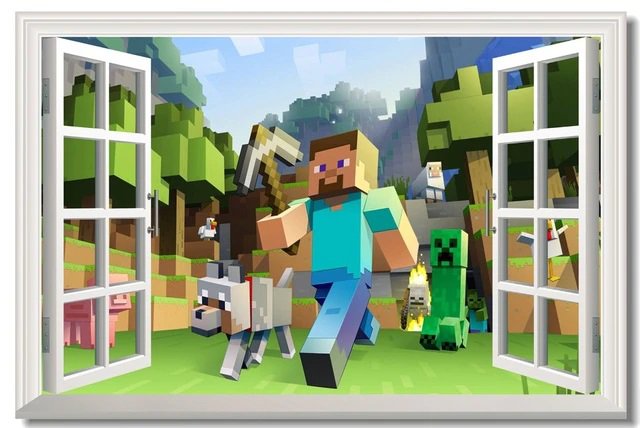 Wall Mural Minecraft #02 Photo Mural Wall Stickers Minecraft Black Glue ...