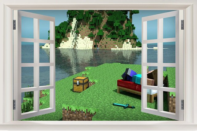 Wall Mural Minecraft #04 Photo Mural Wall Stickers Minecraft Black Glue Paper