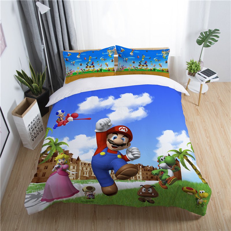 twin Size 3 pcs Super Mario #08 bedding set duvet cover pillow cases