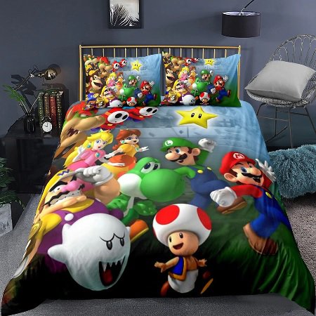 New single Size Super Mario #07 bedding set duvet cover pillow cases