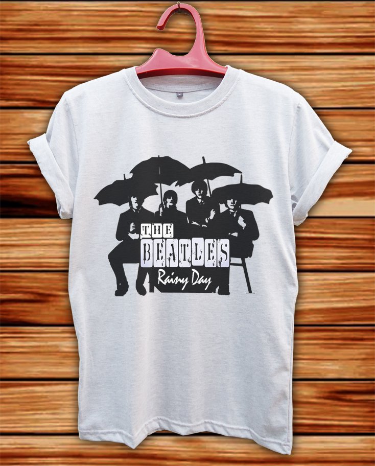 THE BEATLES RAINY DAY WHITE TEE UNISEX