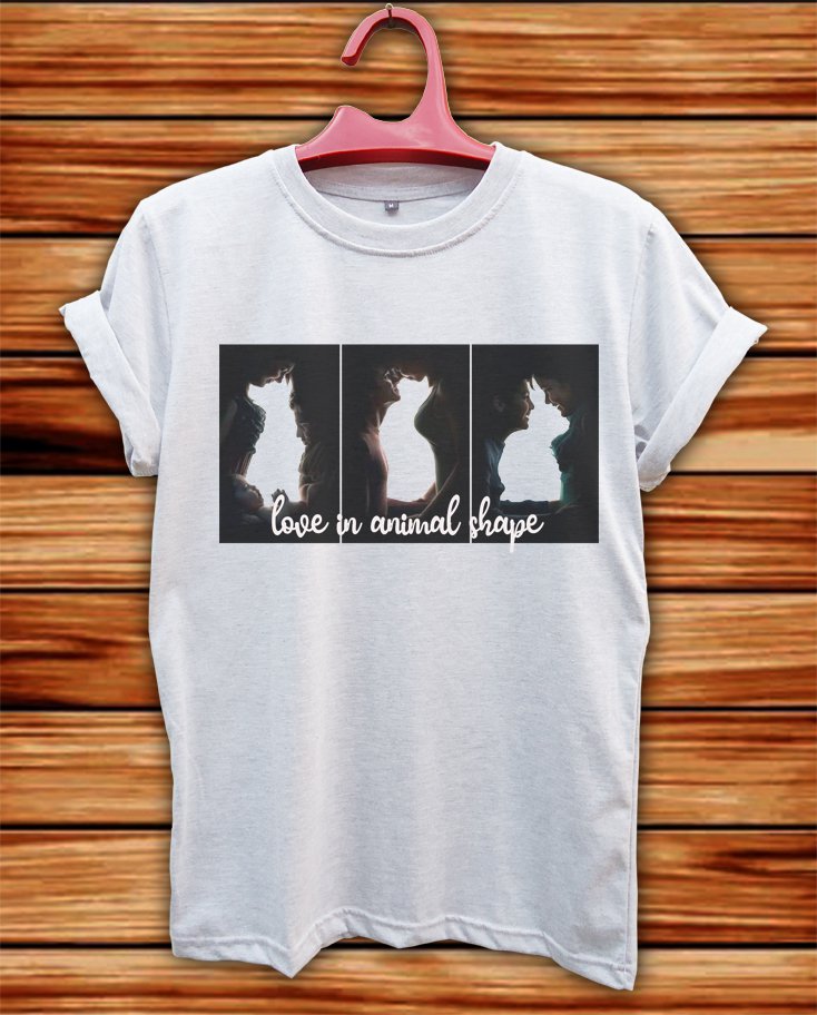 LOVE IN ANIMAL SHAPE WHITE T SHIRT
