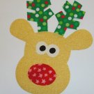 Iron On Christmas Applique LITTLE REINDEER With Green Holiday Polka Dot Antlers Red Star Nose