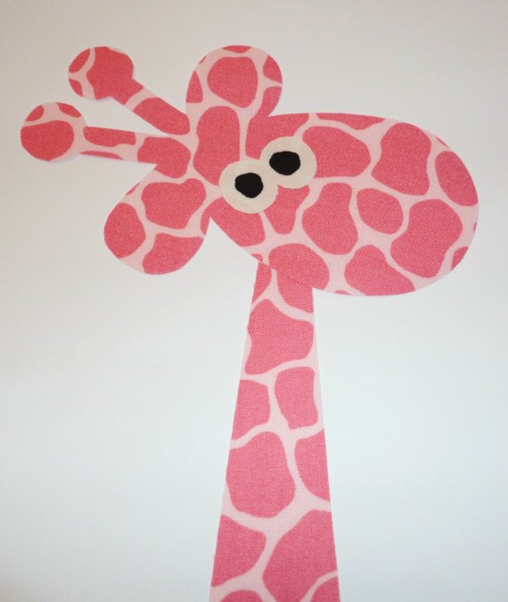 Iron On Fabric Applique Pink Animal Print GIRAFFE..CUTE...see size posted