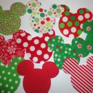 10 Iron On Fabric Applique CHRISTMAS Themed MICKEY Or MINNIE Mouse Appliques