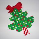 Iron On Fabric Applique Multi Dot CHRISTMAS TREE Red Bow Peppermint Stem