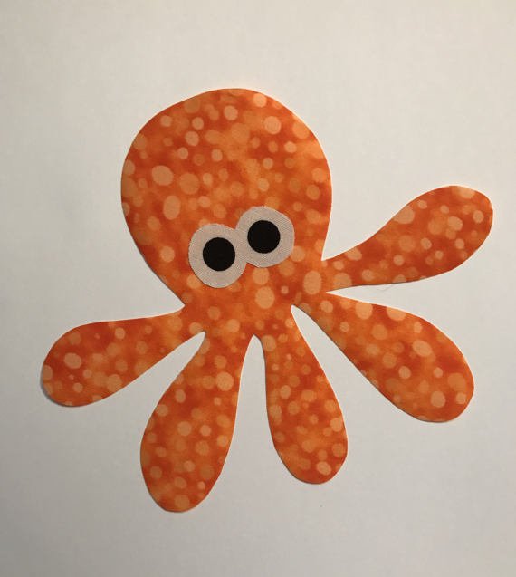 Iron On Applique Orange BUBBLE Dot OCTOPUS
